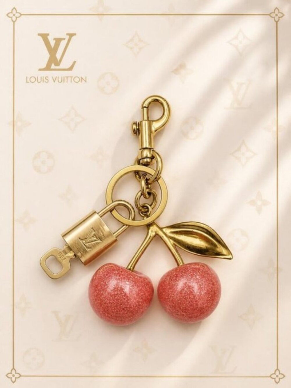 Louis Vuitton Gold Padlock Key 🔒 Authentic LV Charm + Unbranded Apple Keychain